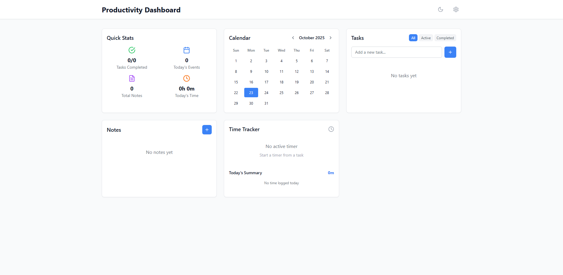 Comprehensive Productivity Dashboard