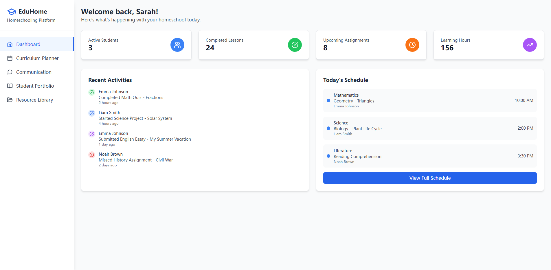 Comprehensive Homeschooling Platform